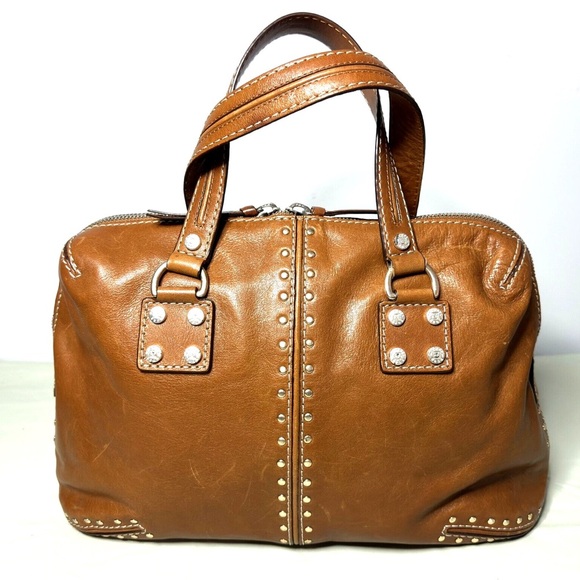 Michael Kors vintage Studded Tan Leather Tote Bag - Picture 8 of 10